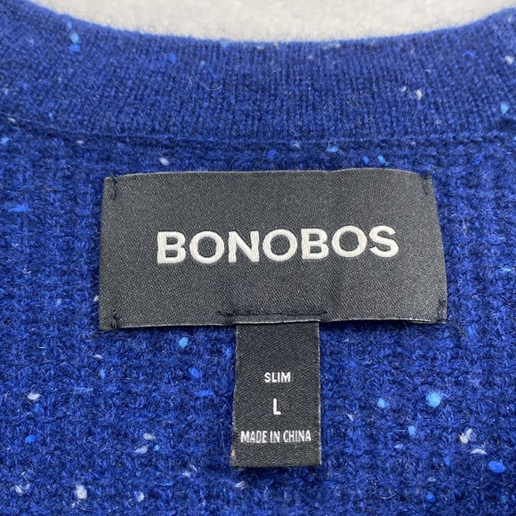 Bonobos Donegal Cashmere Speckled Waffle Stitch LS Crewneck Sweater (Dark Blue) - Picture 12 of 15